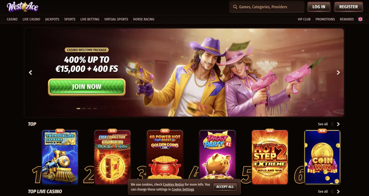 le meilleur casino par virement bancaire, aperçu de la plateforme WestAce